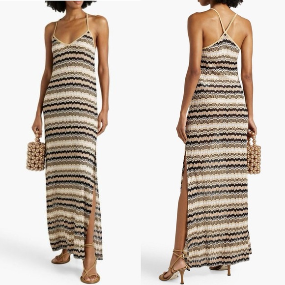 Missoni gold chevron v neck maxi dress - Picture 4 of 15